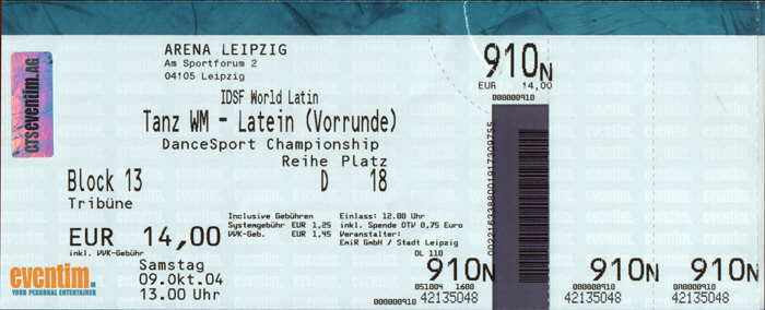 Tanz WM 2004 - Latein -> Eintrittskarte